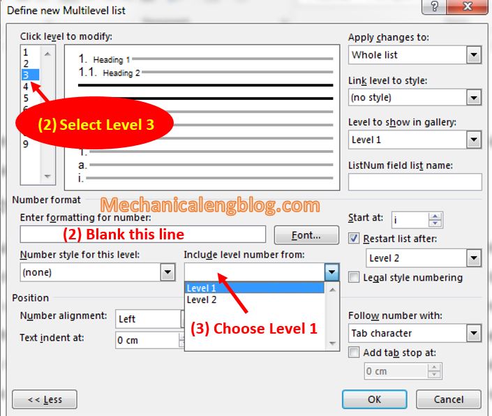 Create Style for Multilevel List in ms word 10