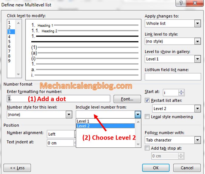 Create Style for Multilevel List in ms word 11