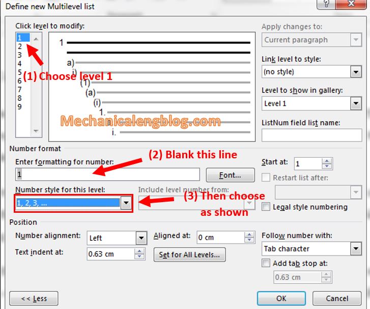 Create Style for Multilevel List in ms word 3
