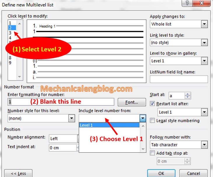 Create Style for Multilevel List in ms word 7