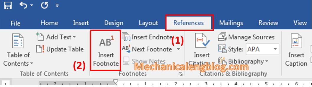 Create a footnote in word 1