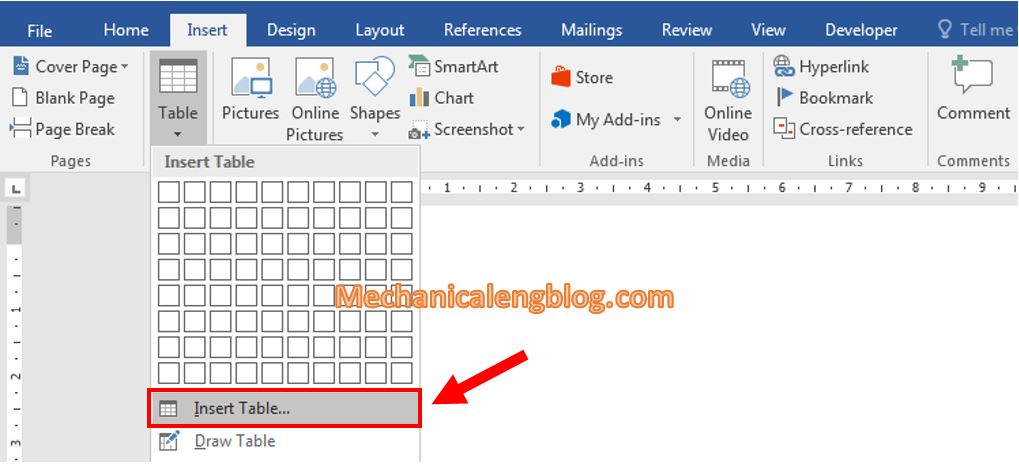 Create a table in ms Word 2