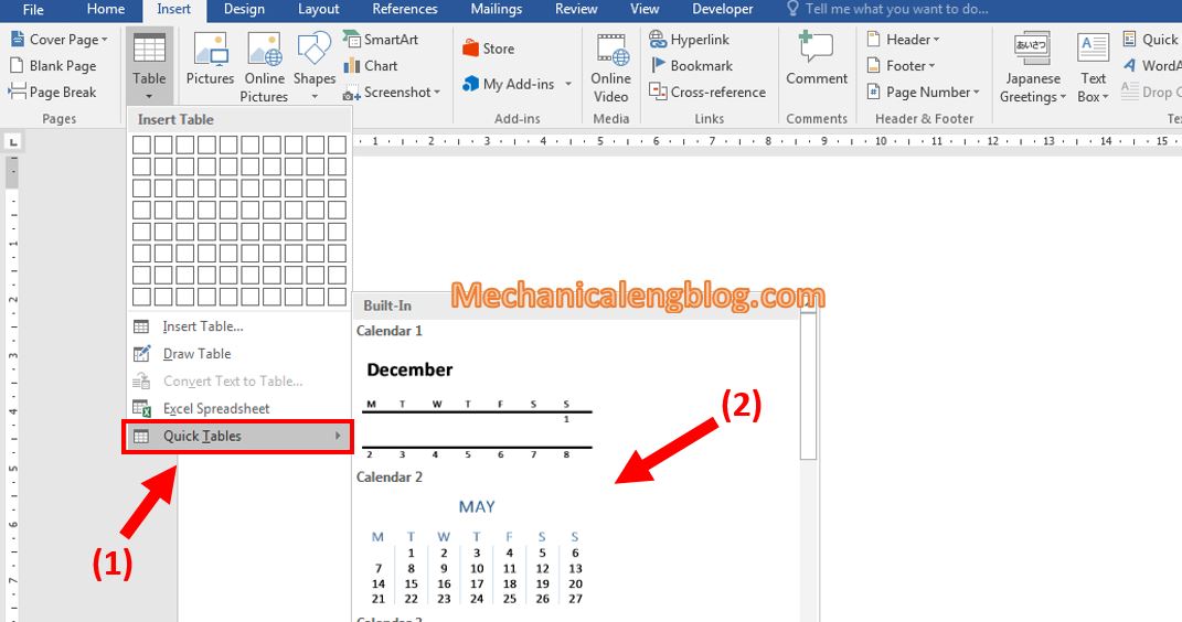 Create a table in ms Word 5