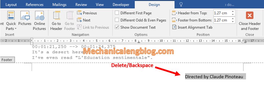 how to delete header and footer in word mac