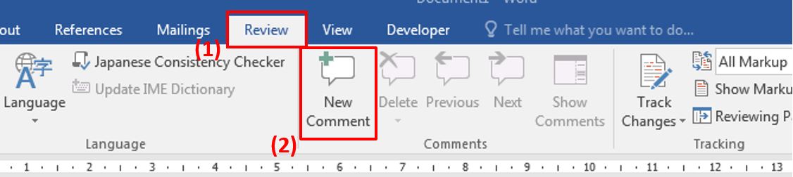 How to add comment in Word 1