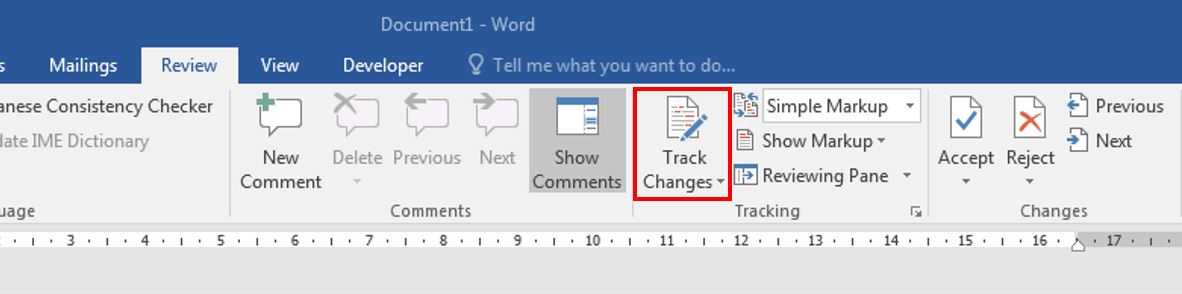 How to turn on track changes in word