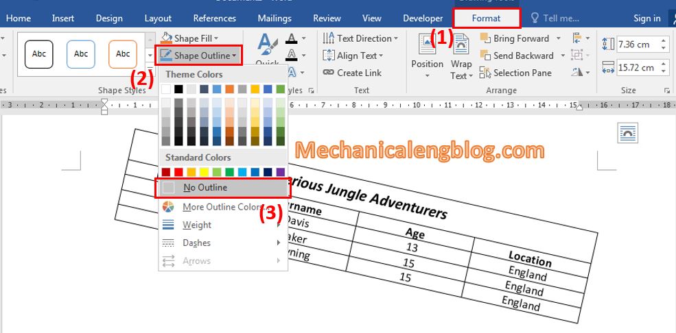 Rotate table in word  by using text box 5