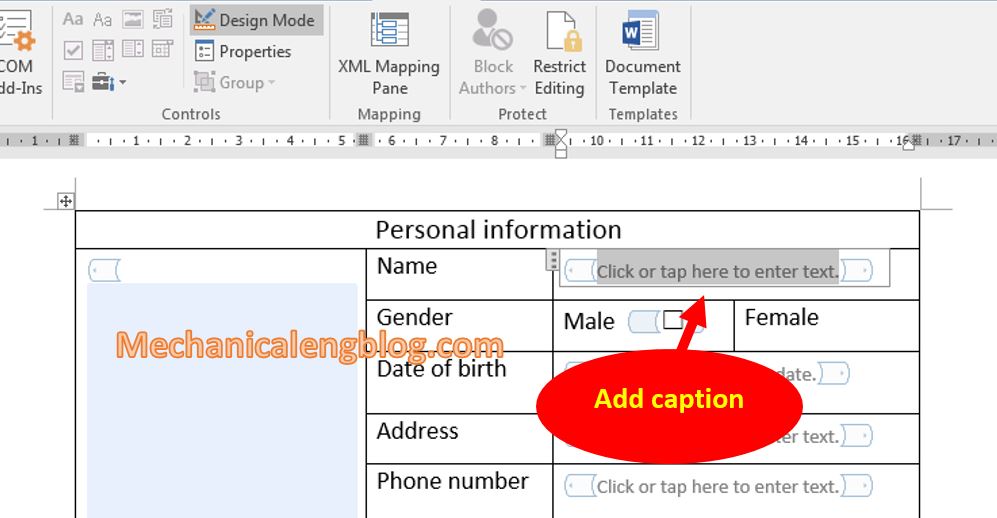 create a form in Word 11