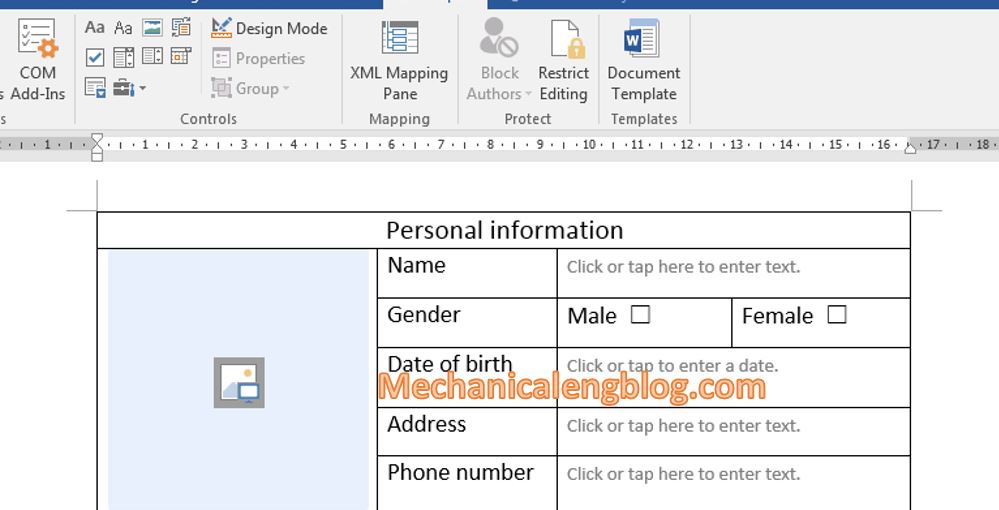 create a form in Word 3