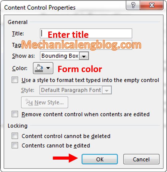 create a form in Word 5