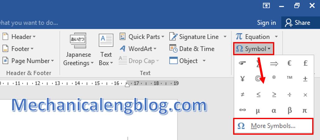 How to insert symbols in Word 1