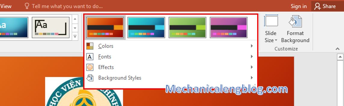 Powerpoint presentation format_Add a Theme for slide 2