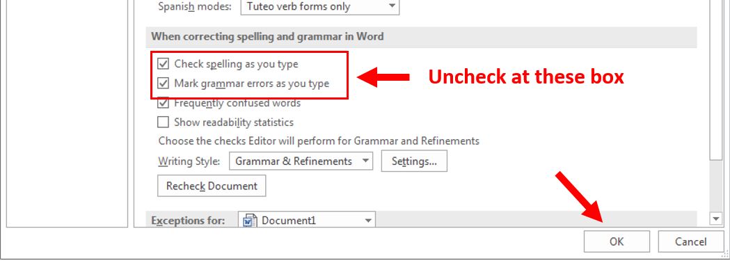 how to remove red underline in word 4