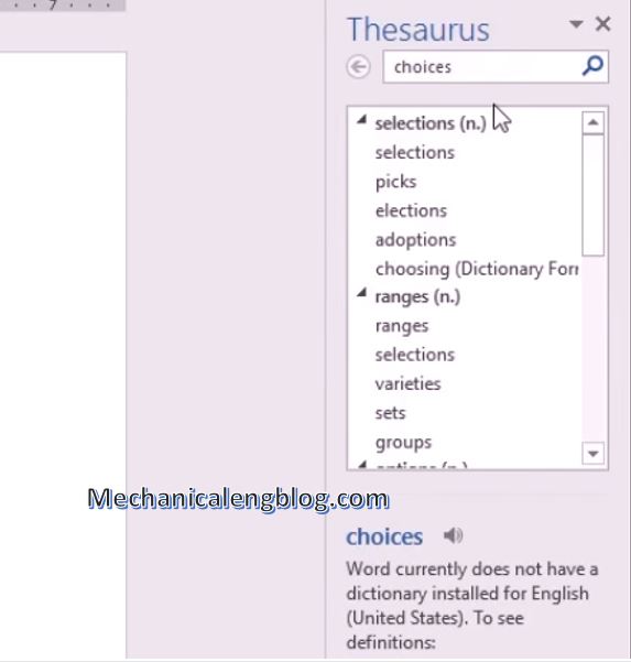 use of thesaurus in ms word 3