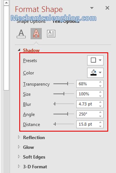 Add shadow effect for object in PowerPoint 7