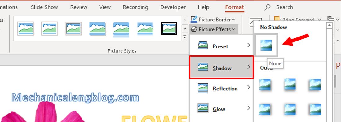 Add shadow effect for object in PowerPoint 8