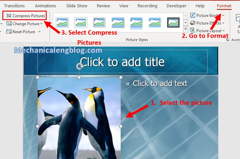 how to compress photos in a powerpoint presentation