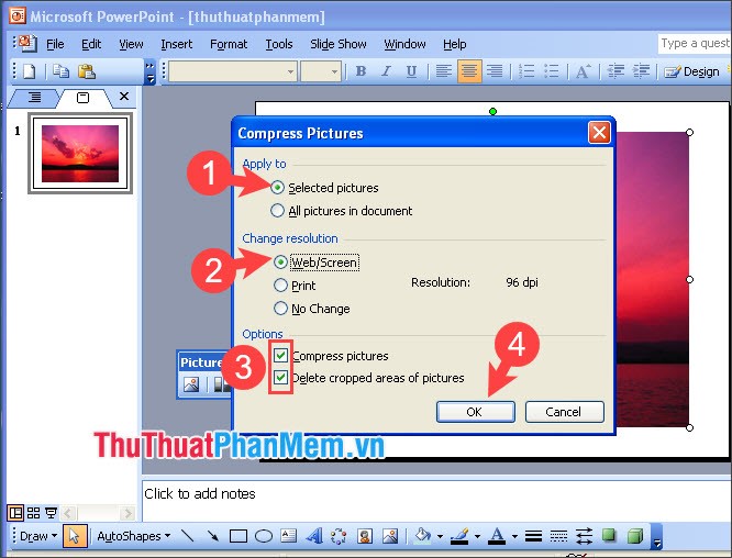 How to compress pictures in PowerPoint 10