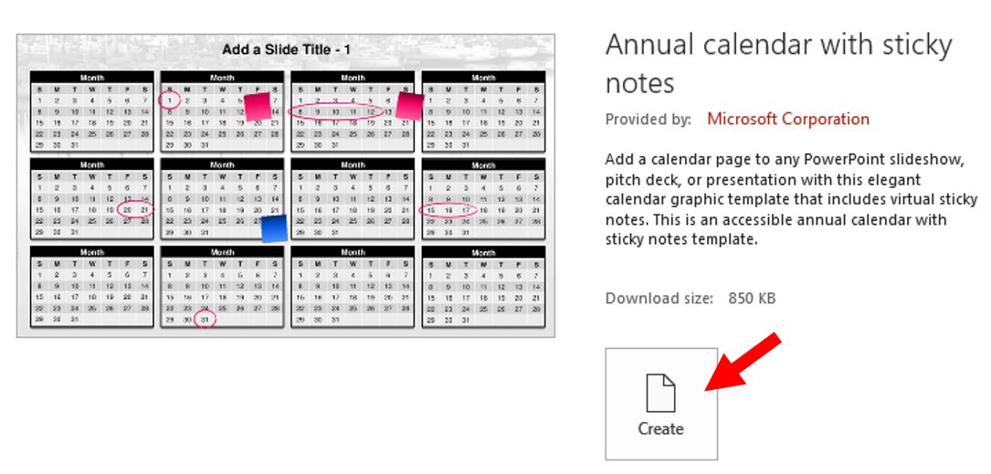 How to insert calendar into PowerPoint 3