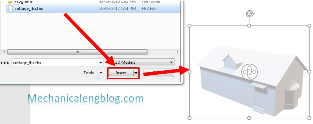 Insert 3D model in PowerPoint 2