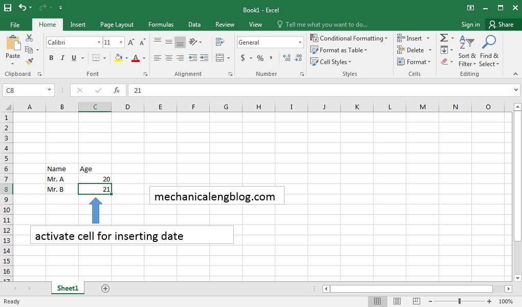 How to insert data in excel 2016