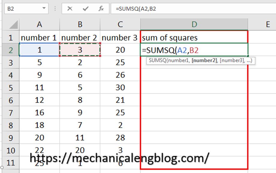 How To Calculate Sum Of Squares In Excel